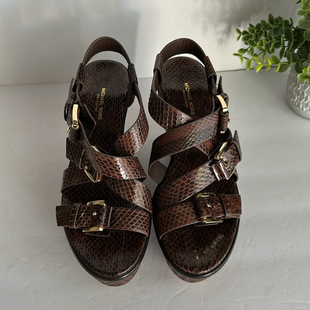 Michael Kors Collection Varick
Snake Print Wedge Sandals - Picture 6 of 17